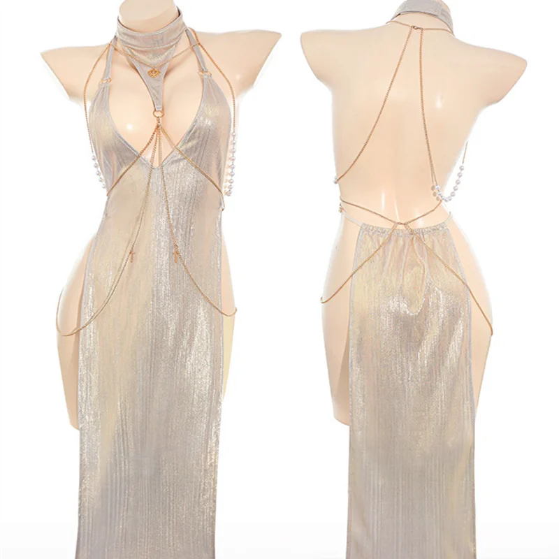 

Женское платье-цепочка с позолотой богини, униформа монахини, костюм для косплея