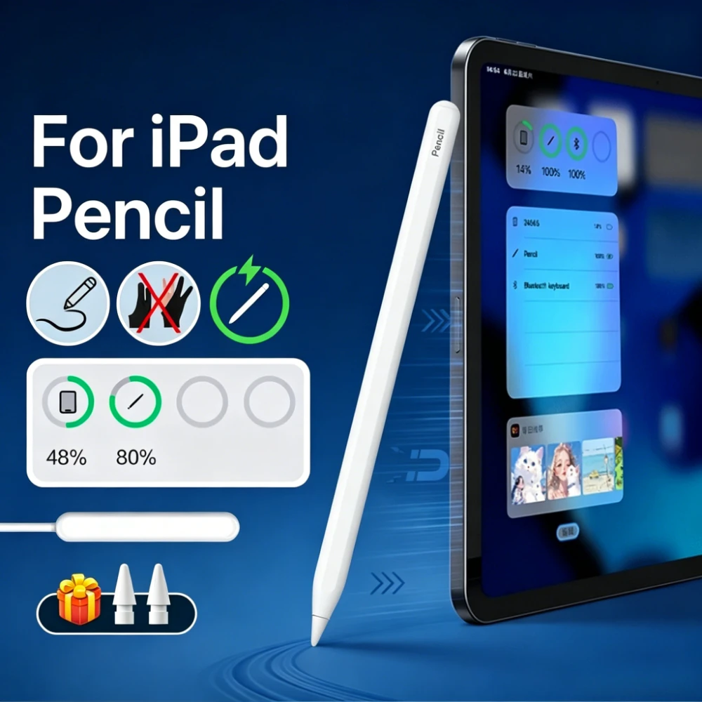 New Stylus Pen with Palm Rejection for Apple Pencil Wireless Charging for IPad A16 Air4 5 Pro 11 10 Touch Pen Tilt Sensitivity