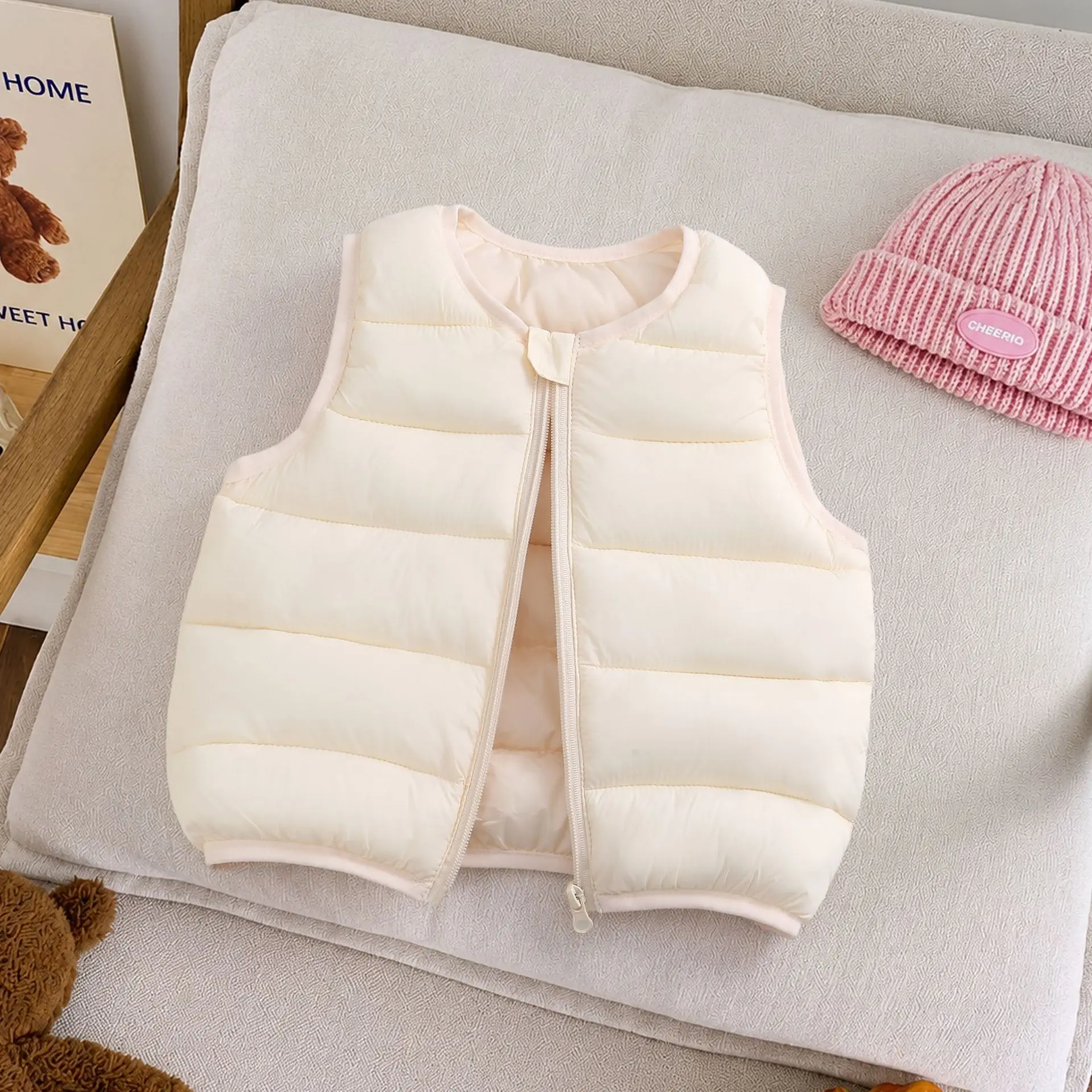 Kids Down Cotton Padded Vest Girls Warm Sleeveless Boys Fall Winter Thick Sleeveless Jacket Baby Cotton Vest Outer Wear