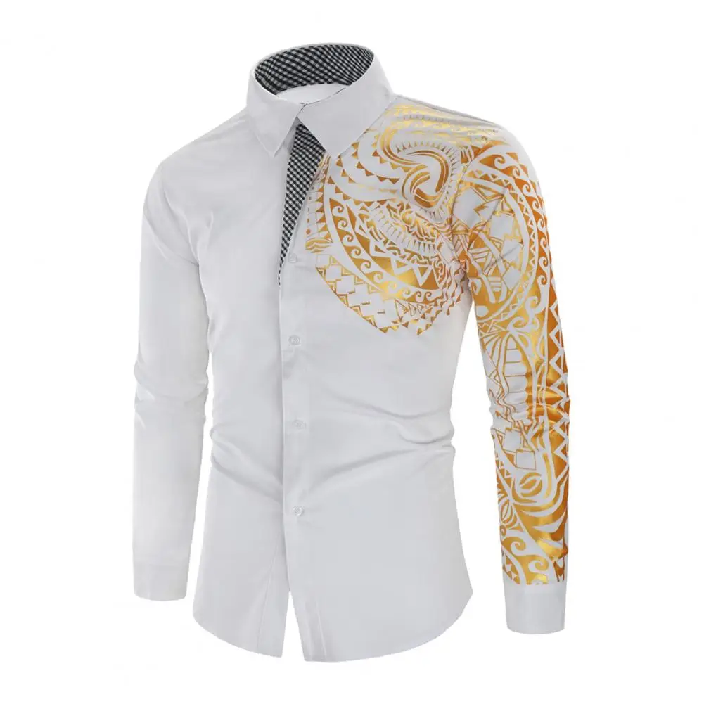 Camisa de manga larga con cuello vuelto para hombre, cárdigan con estampado Retro a cuadros de un solo pecho, longitud media, Top Formal de negocios