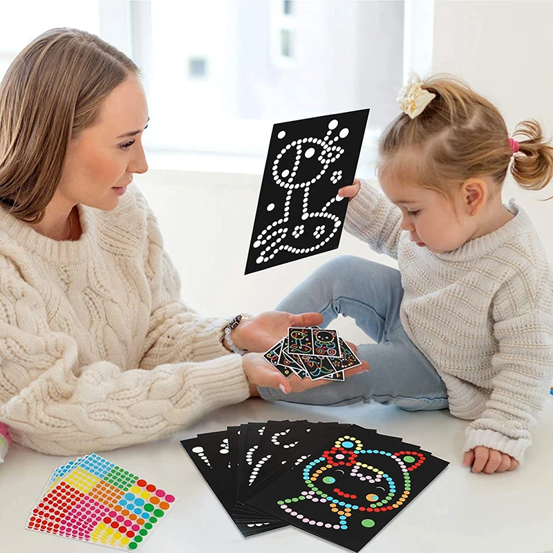 3/5/10Bags Dots Stickers Kids Toddlers DIY Toys Cartoon Animal Primary Mosaic Stickers Kindergarten Children Handmade Material