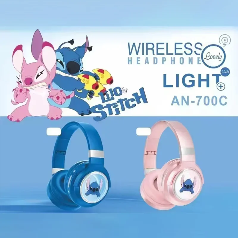 Disney stitch bluetooth sem fio sobre a orelha fones de ouvido dobrável computador jogos fones estéreo redução ruído AN-700