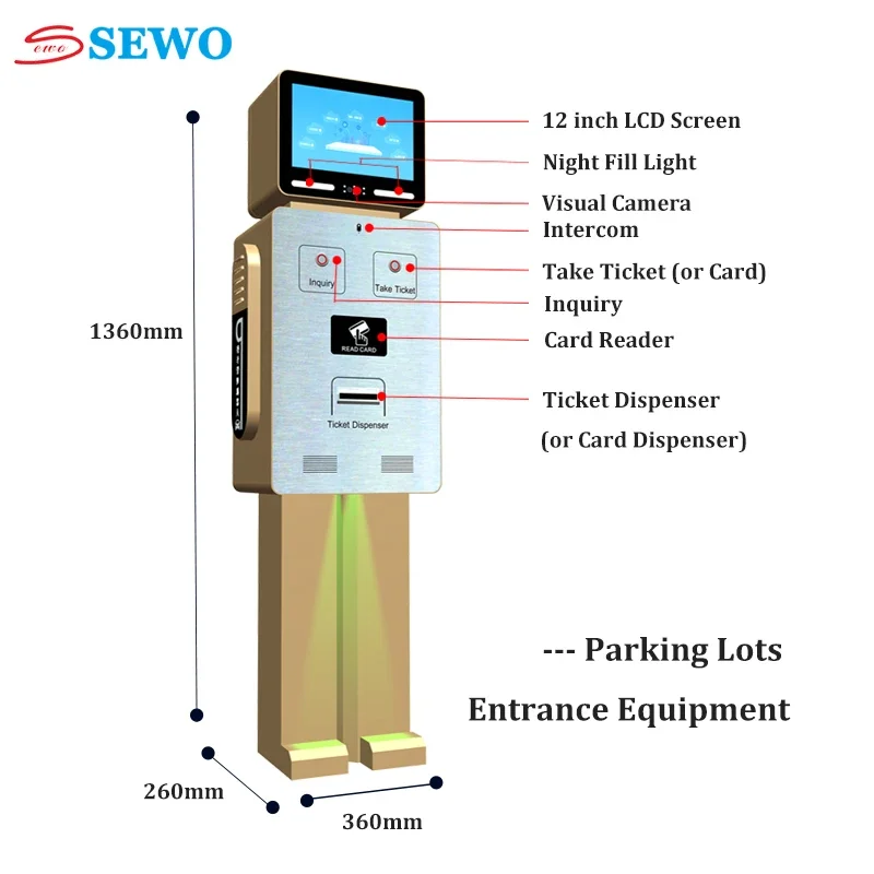 SEWO T800 Automatic ALPR Parking Machine Toll Gate Parking Lot Entrance Exit Management System Equipment