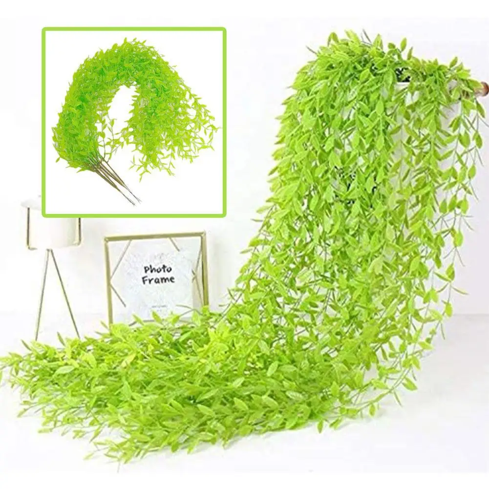 

1M Artificial Hanging Vine Weeping Willow Plastic Greenery Leaves For Indoor Outdoor Garden Wedding Party Home Decor