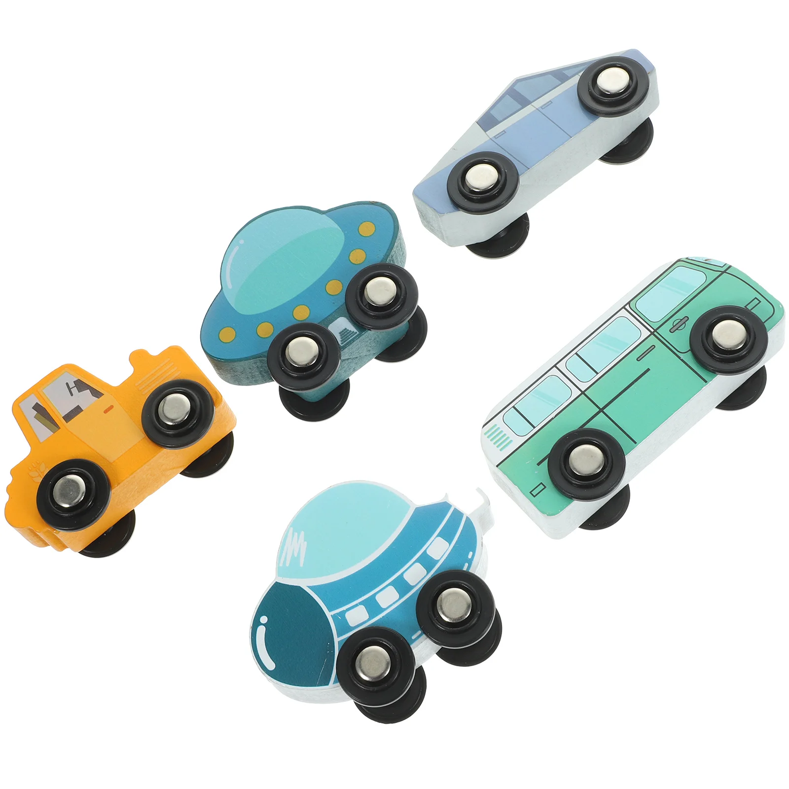 

5 Pcs Wooden Track Cart Train Toy Toddler Toys for Kids Transportation Toddlers Block Child