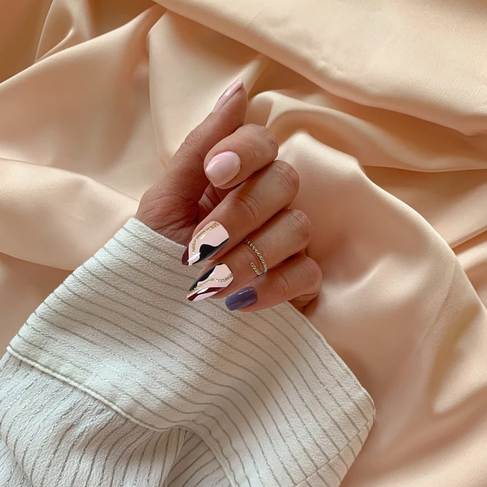 

48Pcs Women False Nail Tips Detachable Fake Nails Full Cover Long DIY Manicure Reusable Ultra Thin Nail Art