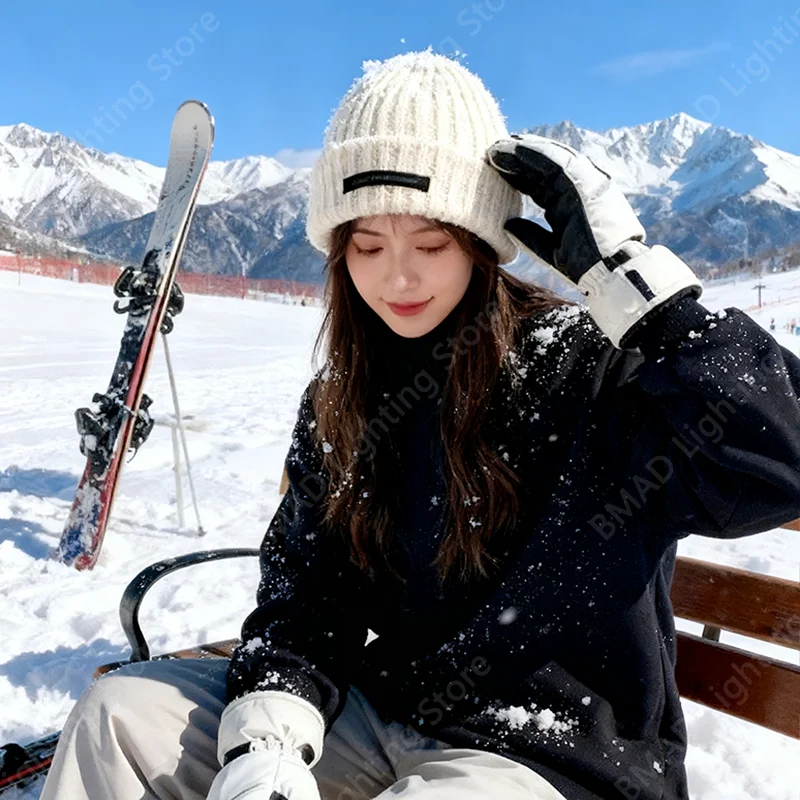 

Новая женская зимняя шапка, теплая защита ушей, вязаная утолщенная шерстяная двухслойная ветрозащитная теплая шапка для студентов, милая теплая атмосфера