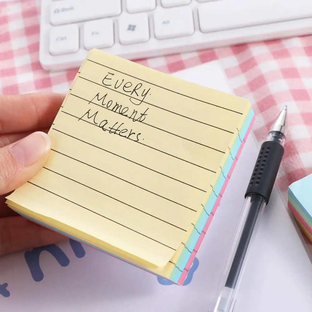 200 Sheets Self-adhesive Line Sticky Notes Diary To Do List Memo Pad Paper Schedule N Times Student Writing Marker Notebook