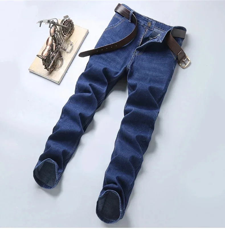 2025 Mannen NIEUWE Herenmode Zakelijke Jeans Klassieke Stijl Casual Stretch Slanke Jean Broek Mannelijke Merk Denim Broek Zwart Blauw Heren
