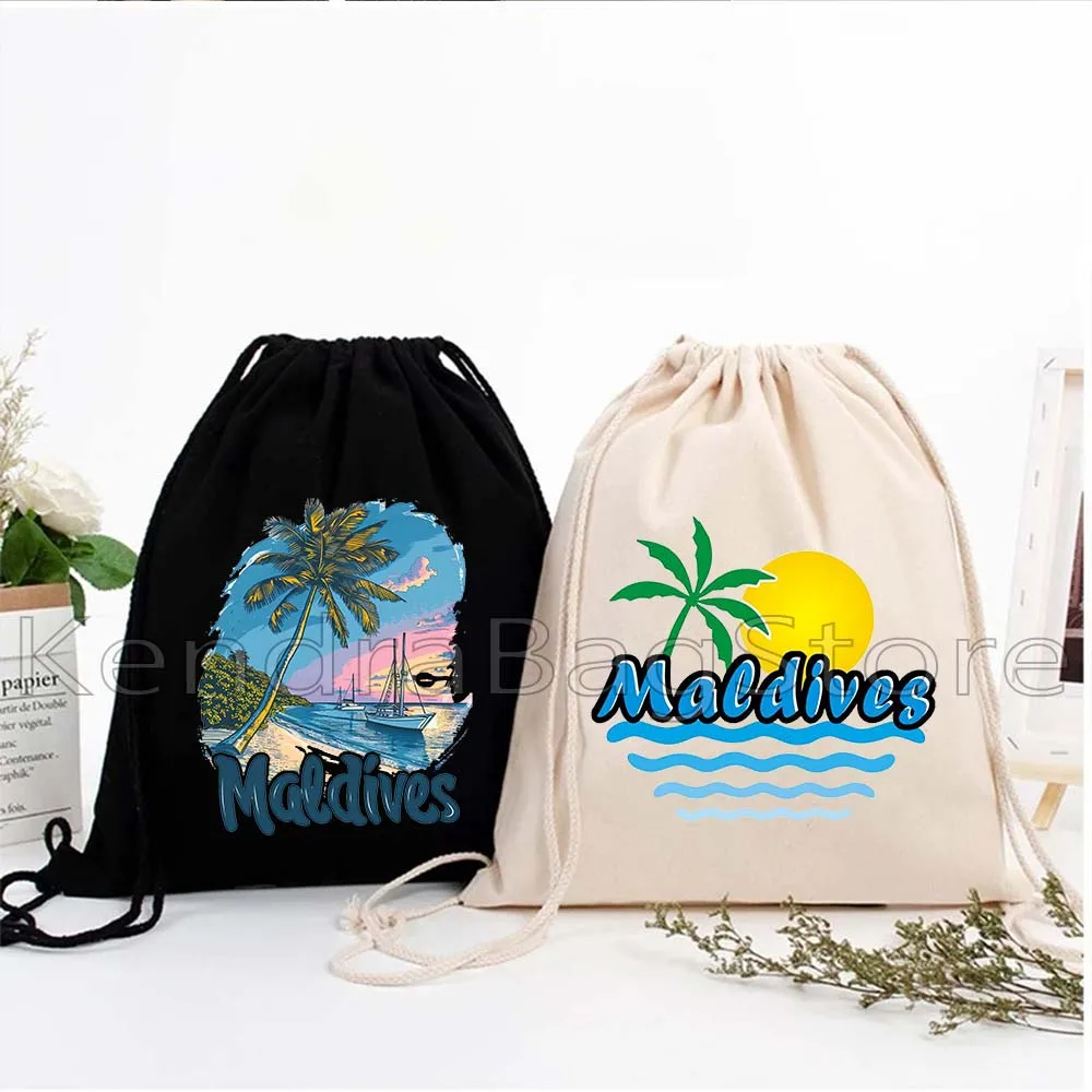 

Tropical Maldives Flag Map Phuket Indian Beach Ocean Scenery Landmark Canvas Drawstring Bags Soccer Backpack Sackpack String Bag