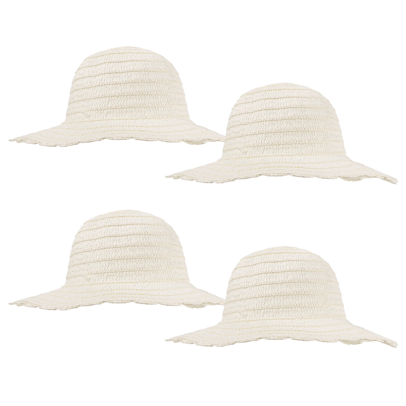 

4pcs Diy Painting Straw For Kids Unfinished Craft Hats Graffiti Hat Set Decorative Straw Hats For Crafting Home Beach Party