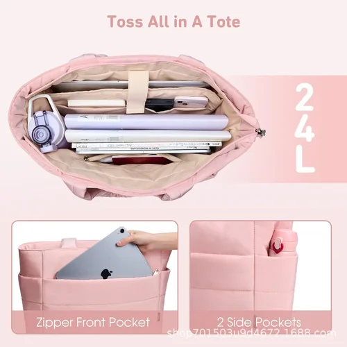 Imagen 1 del producto Bolso de mujer de Color sólido, acolchado, para ir al trabajo, universidad, bolso de hombro acolchado, bolsos de ocio simples para mujer, organizador de almacenamiento de viaje