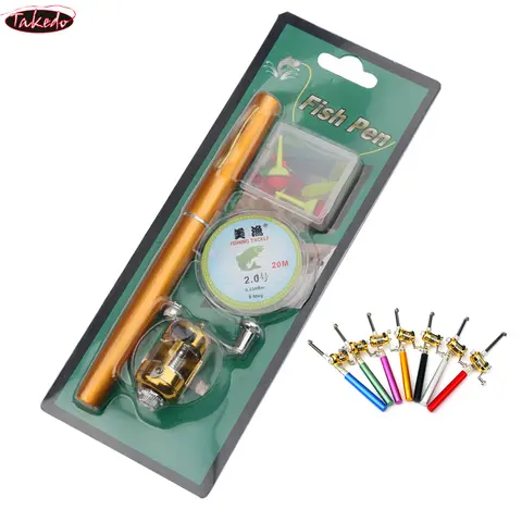 TAKEDO-Portable Ice Fishing Rods, Pen Shape, Telescopic Travel Fishing Rod, Reel Line Lure Hook Set, Spining Boat Rods,