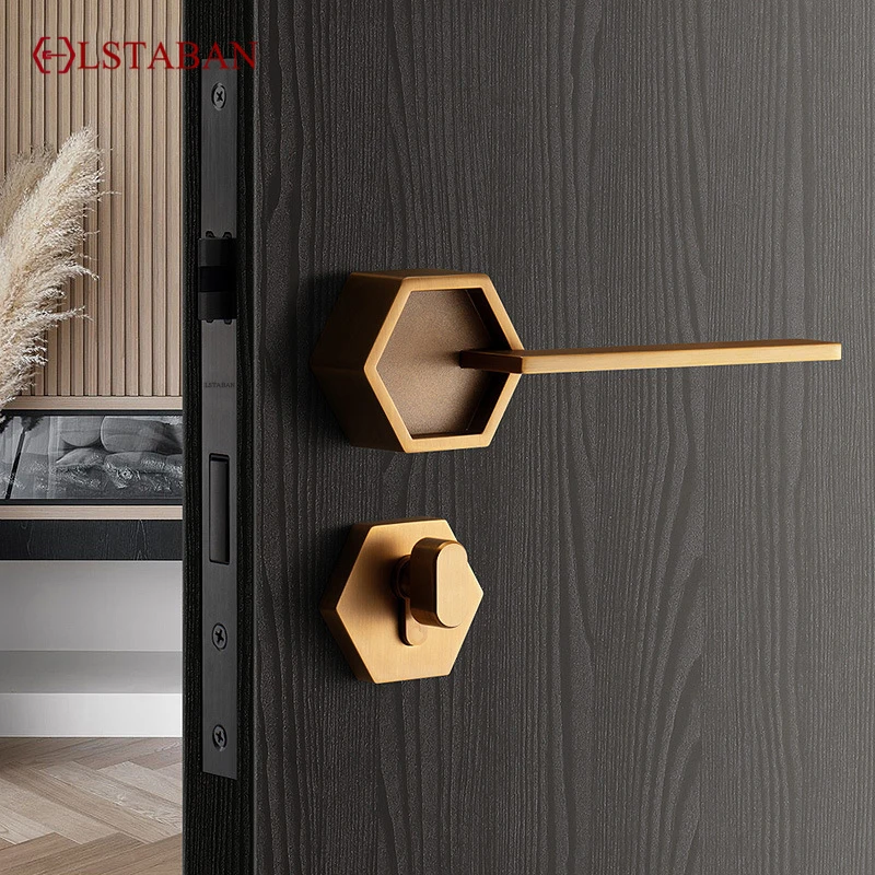 Imagem -03 - Lstaban Fechadura de Porta de Segurança Silenciosa Interna Fechaduras de Maçaneta de Liga de Zinco para Casa Fechadura de Fechadura de Alta Qualidade Móveis Acessórios de Hardware