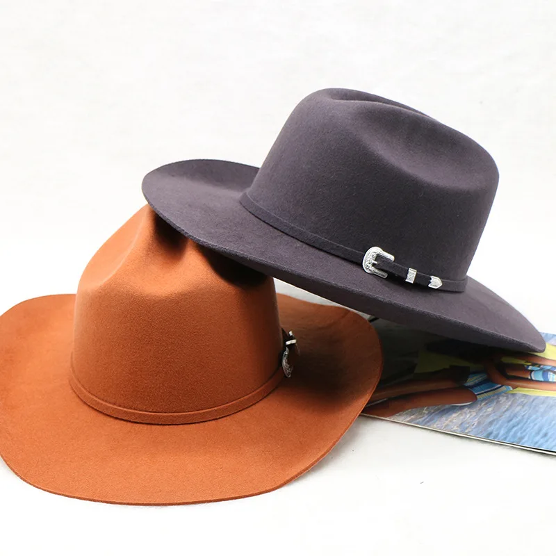 

Hot Sale Woolen Cowboy Hat Knight's Cap Men's Jazz Top Hat Hot Sale In Europe And America Autumn And Winter Hat