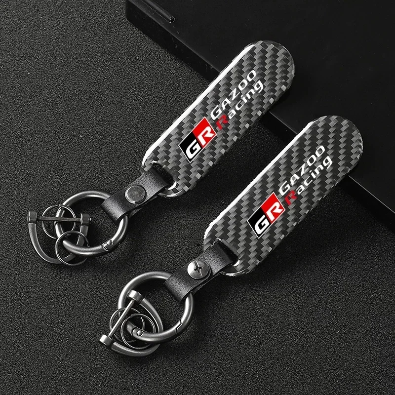 

Car Key Chain Key Ring Carbon Fiber Keychain for Toyota GR Sport GR Gazoo Racing C-HR RAV4 Corolla Avensis Prado Car Accessories