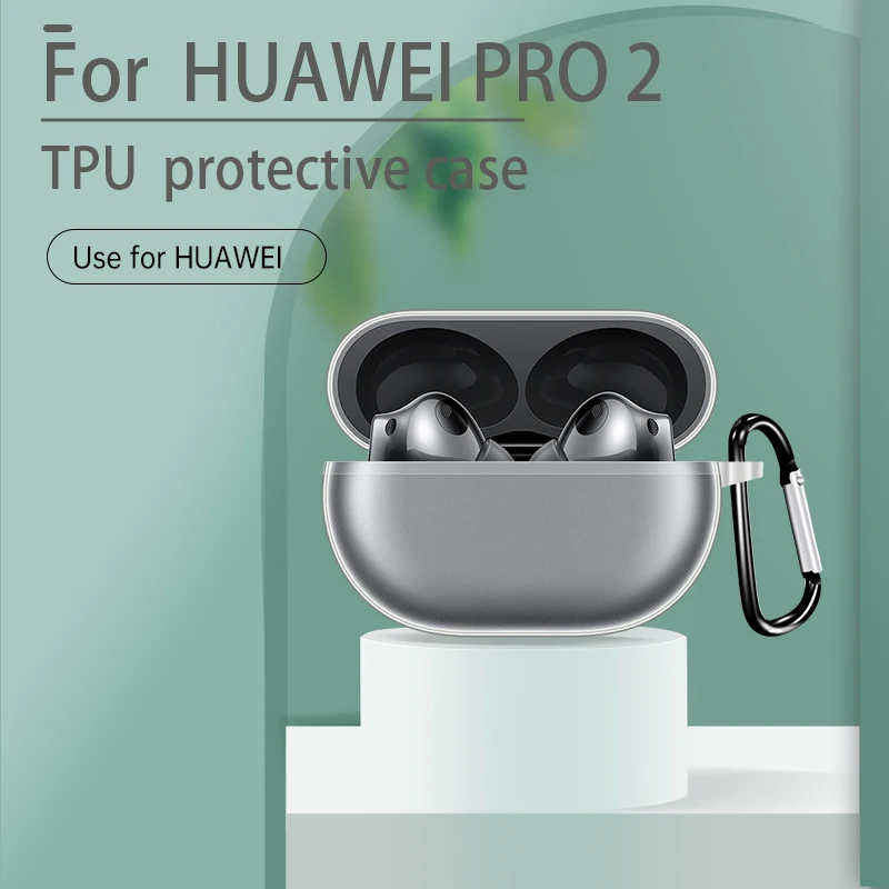 for Huawei Freebuds Pro 2 Case Transparent Clear TPU Protective FreebudsPro2 Earphone Case Shockproof with Hook