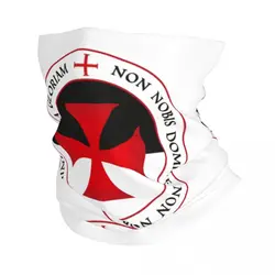 Knights Templar Cross Neck Gaiter Men Women UV Protection Winter Christian Crusader Seal Motto Bandana Scarf for Hiking