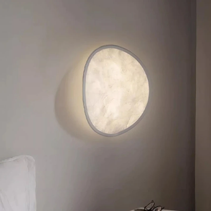 American Iron Base LED Wall Lamp Rotundity White Paper Lampshade Moden Living Room Bedroom Restaurant Corridor Atmosphere Sconce