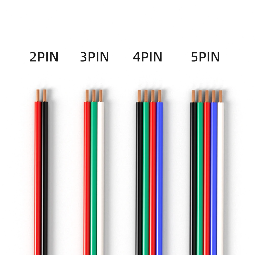 20m 2pin 3pin 4pin 5pin 20AWG przewody elektryczne SMD WS2812B WS2813 5050 RGBW elastyczne listwy LED kabel przedłużenie złącza drutu