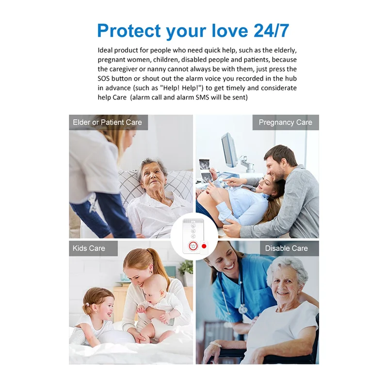 ABKI-4G LTE GSM المسنين SOS زر إنذار الطوارئ لرعاية المسنين النسخة الأوروبية