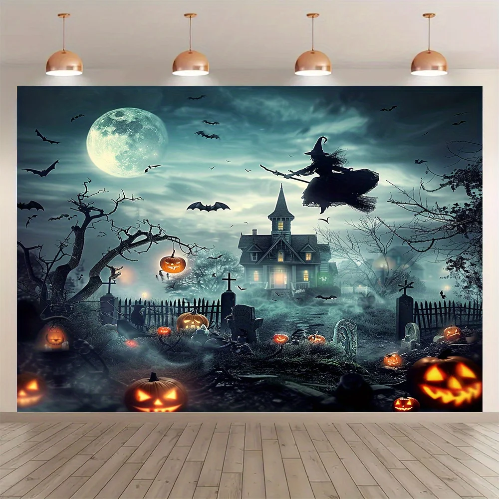 Geister-Halloween-Schloss, Hexe, Fledermaus, Friedhof-Hintergrundparty-Dekoration, Fotografie-Requisiten, Innen-/Außengebrauch
