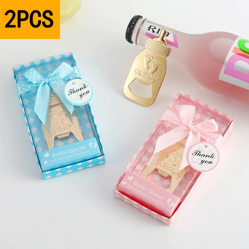 2pcs Baby Foot Package Bottle Opener Gifts Baby Full Moon Birthday Party Gifts for Guests Baby Shower Milk Bottle Opener Gifts