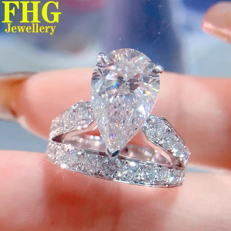 

1 2 3 4 5 Carat Au417 10K White Gold Ring luxurious Pear shape moissanite Diamonds Wedding Engagement Anniversary Gift Ring