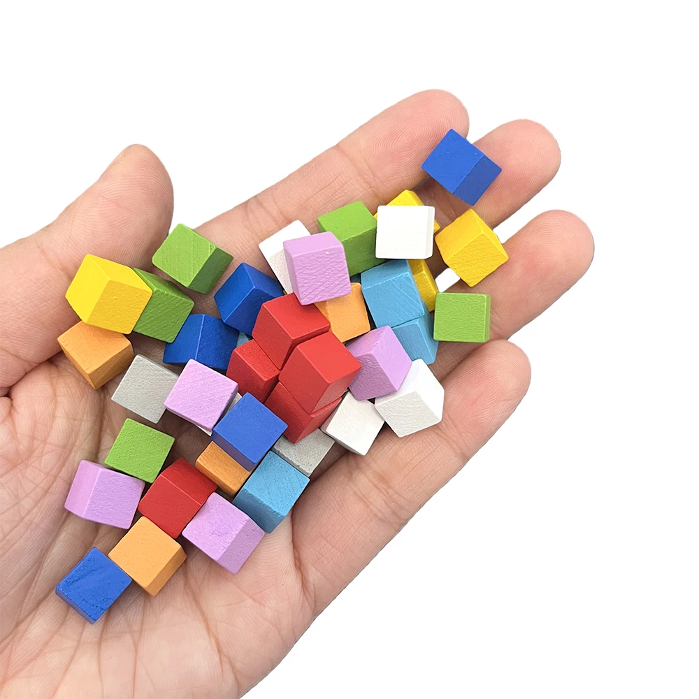 

200 Piece 8mm Wooden Cubes – Multi-Color Board Game Tokens， Dice Replacement Pieces for Family Games， Counting & Sorting Blocks