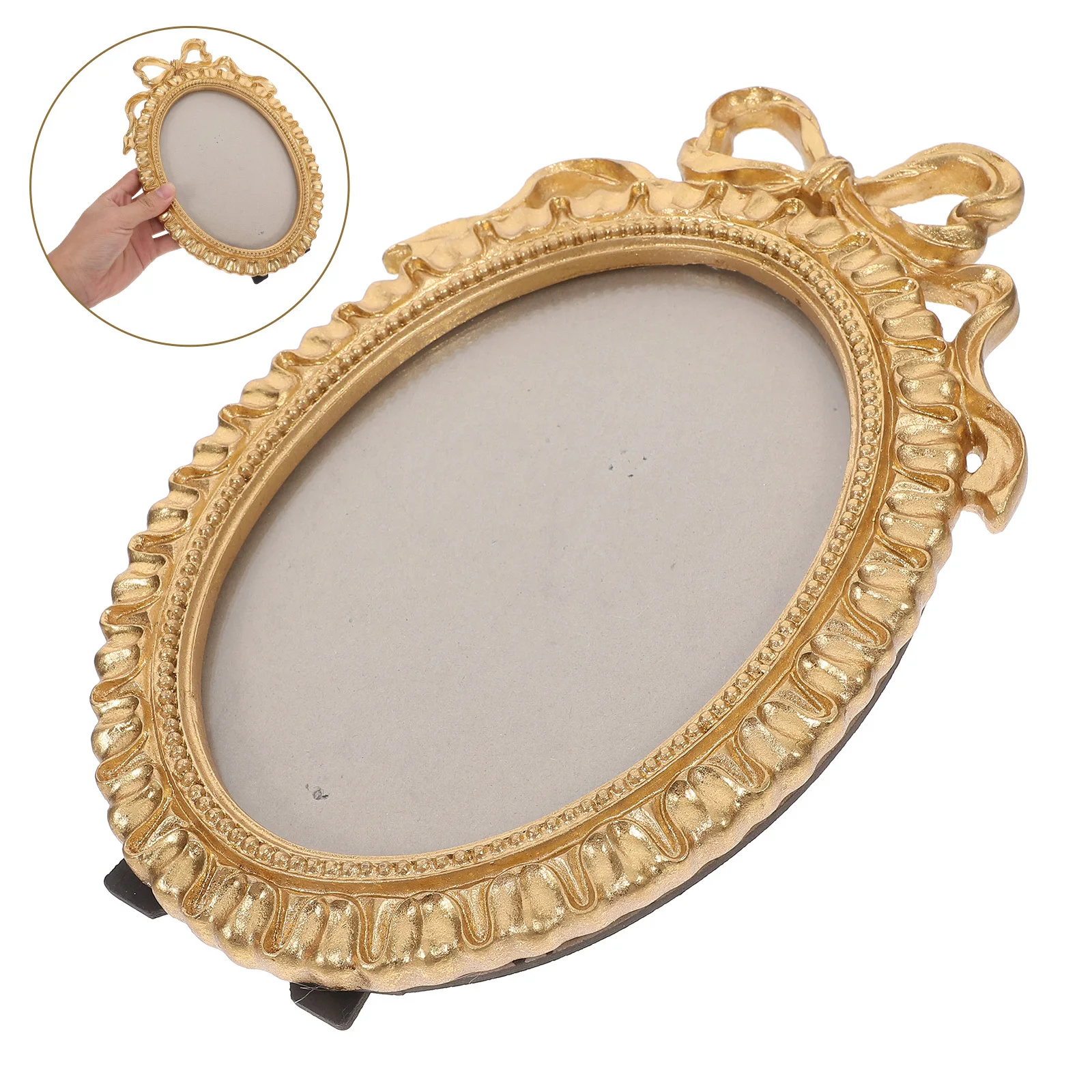 

Resin Oval Vintage Picture Frame with Romantic Bowknot Ideal for Home Office Wedding Gift Display Photo Frame Decorative Use
