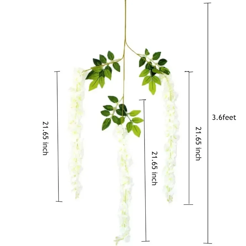 12PCs Wisteria Sztuczne kwiaty Wisząca girlanda Winorośl Rattan Sztuczny sznurek kwiatowy Jedwabne kwiaty do dekoracji ślubnych w ogrodzie domowym