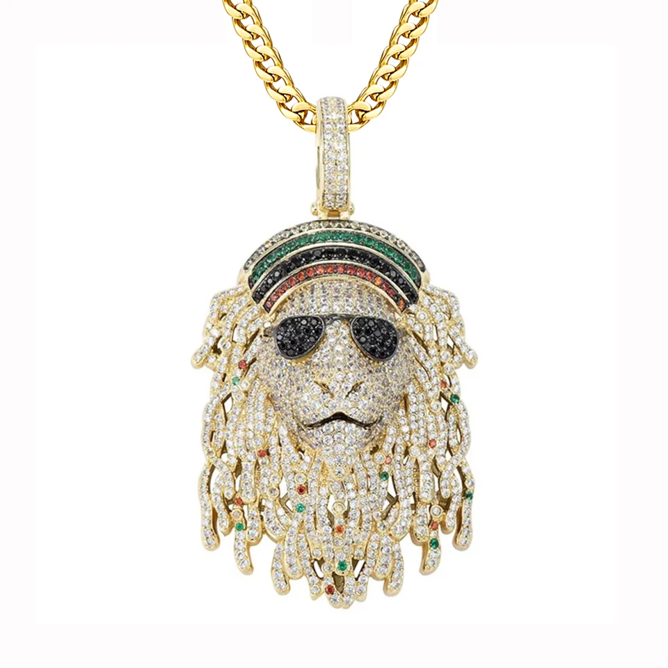 VANAXIN Cool Lion Head Design Pendants  Necklaces Handsome for Men Big Punk Luxury Jewellery Friendship Gift Gold Color Gift