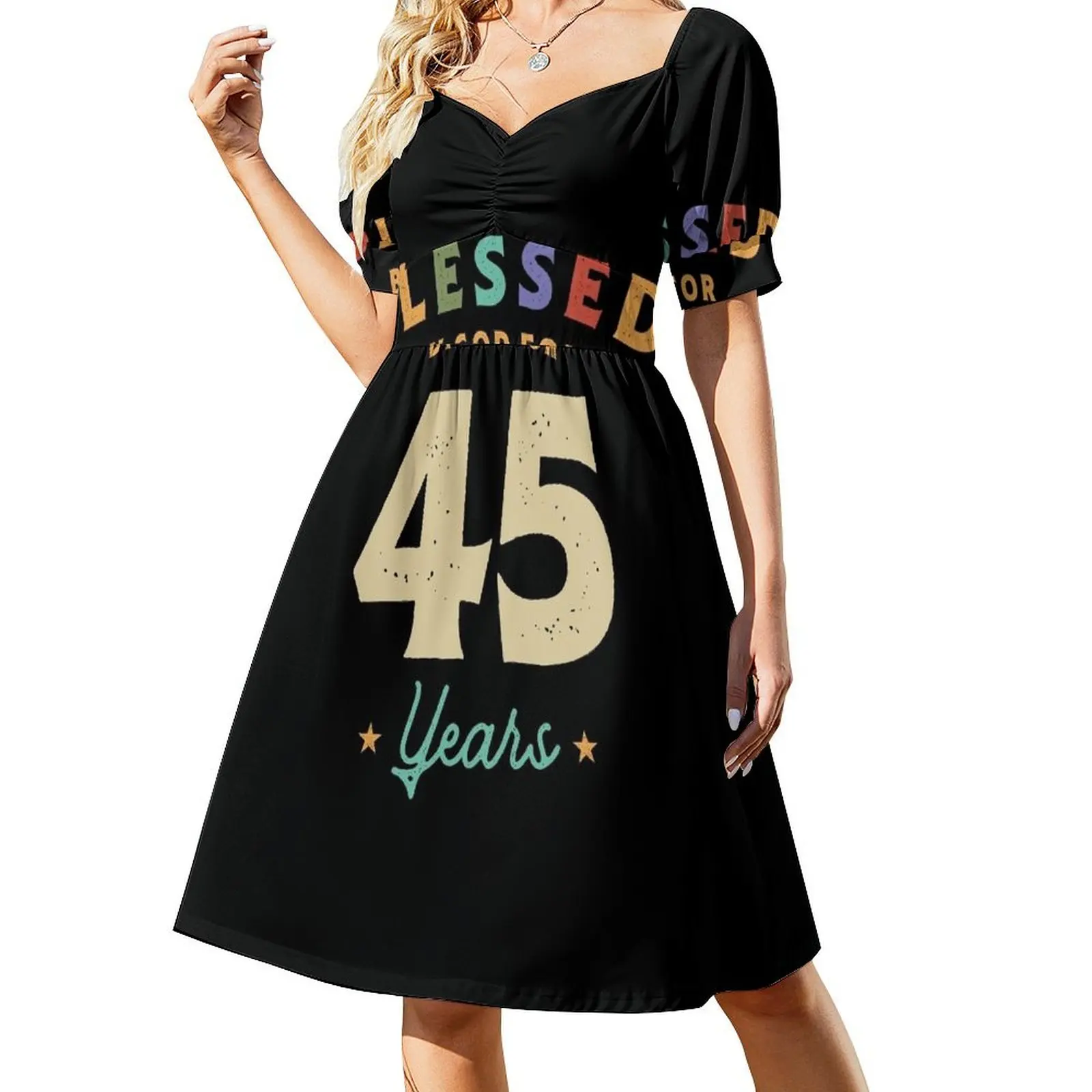 Blessed By God For 45 Years Old - 45th Birthday Short-Sleeved Dress long sleeve dresses wedding guest dress 2025