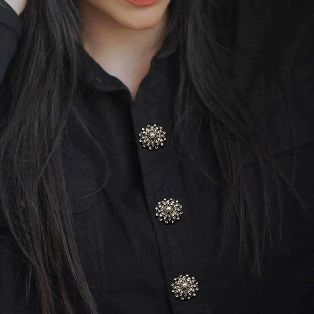 10Pcs Handmade Needlework DIY Pearl Clothing Buttons Sewing Accessories Shiny Rhinestone Shirt Buttons