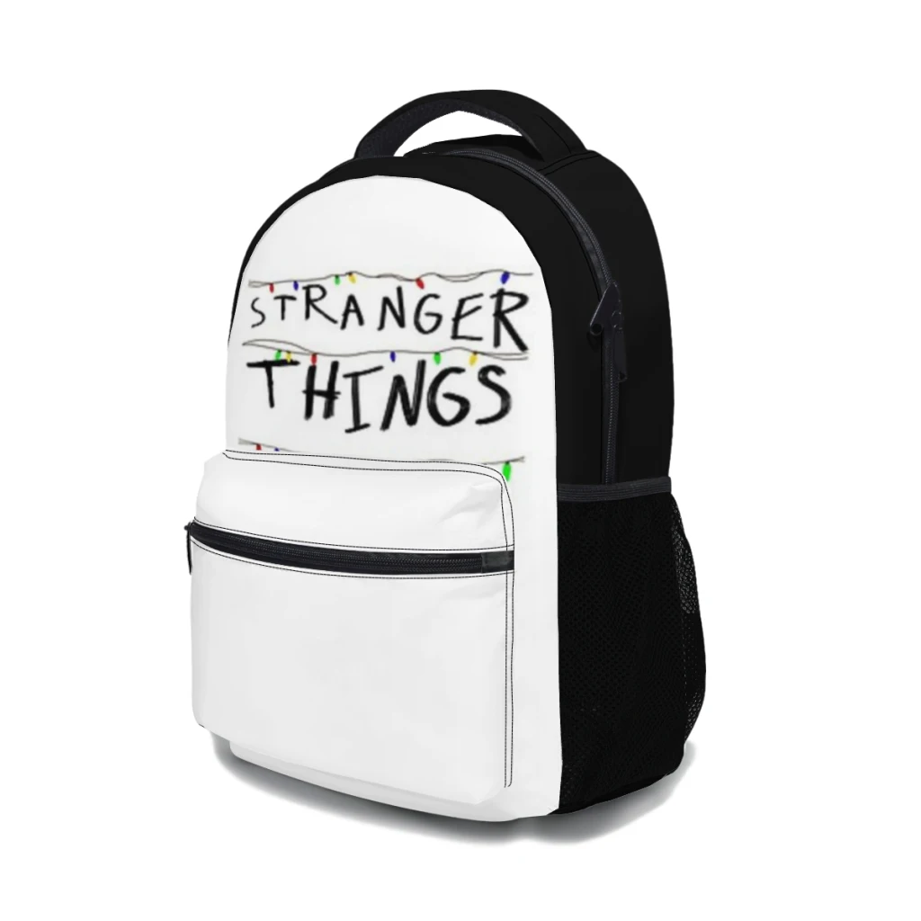 Mochila con logotipo de Stranger-th.ings para niños, morral escolar de alta capacidad, resistente al agua, a la moda, para ordenador portátil de 17 pulgadas ﻿ ﻿