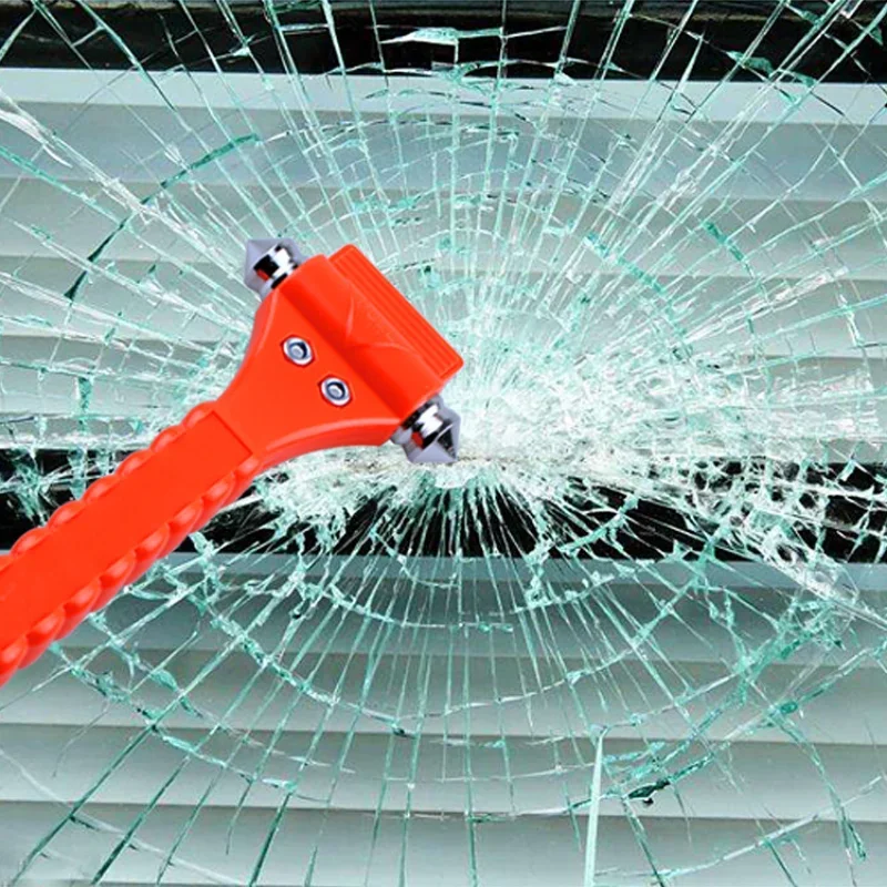 Palu keselamatan mobil, palu penyelamatan kepala ganda portabel, alat keluar darurat otomatis, pemotong sabuk pengaman
