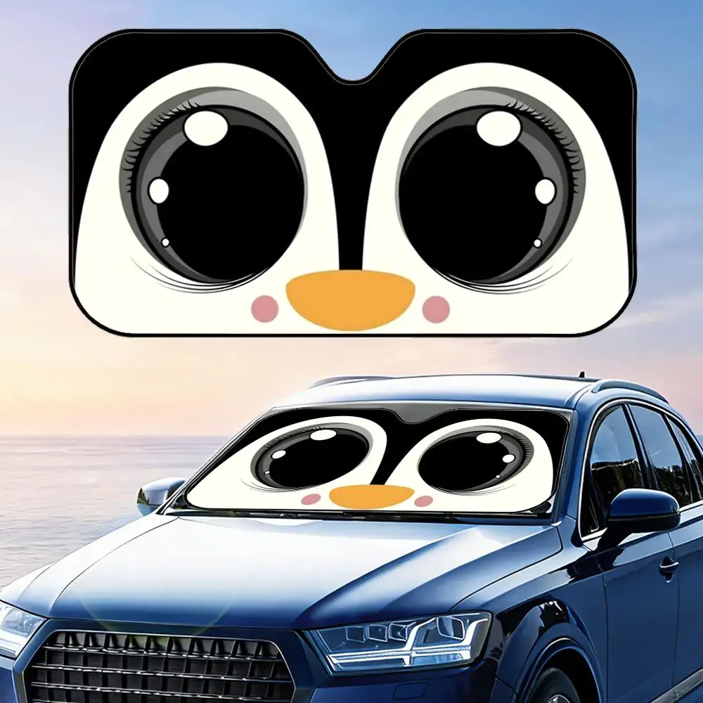 

Солнцезащитный козырек для автомобиля с большими глазами пингвина, защита от УФ-излучения, из алюминиевой фольги, отражающая тепло, многоразовая