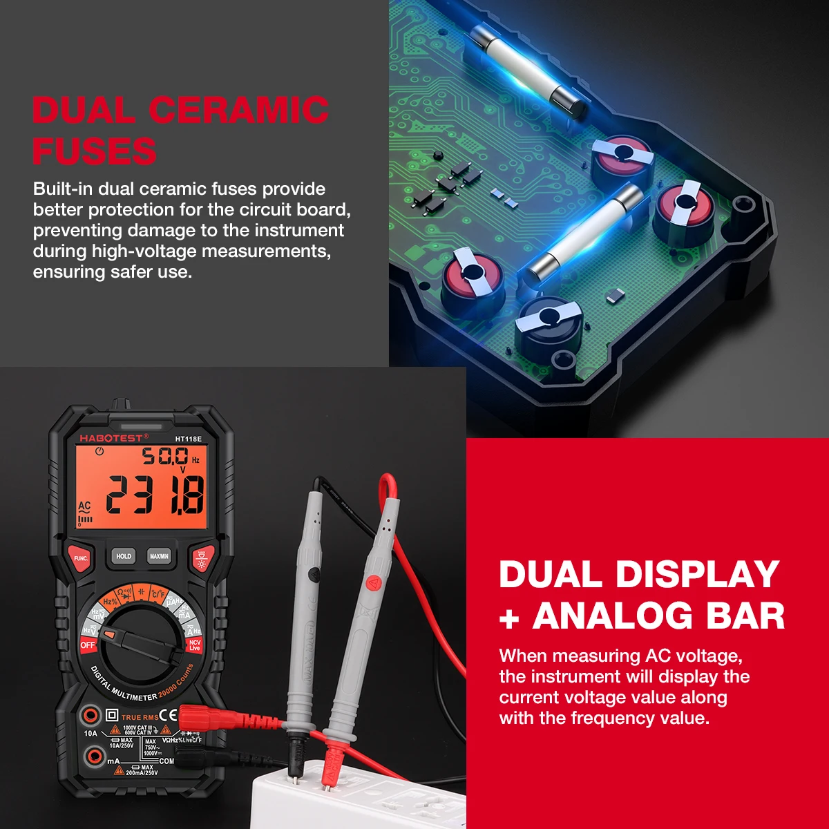 HABOTEST HT118 Digital Multimeter Ture RMS Auto Range NCV Hz 1000V AC/DC 6000 Counts Professional High Precise Multimetro Tester