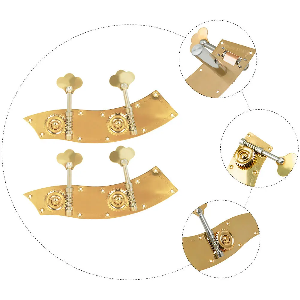 

2 Pcs Bass Guitar Accessories Big Knob Parts Double Tuning Machines Golden Pegs Gear Tuner Headstock