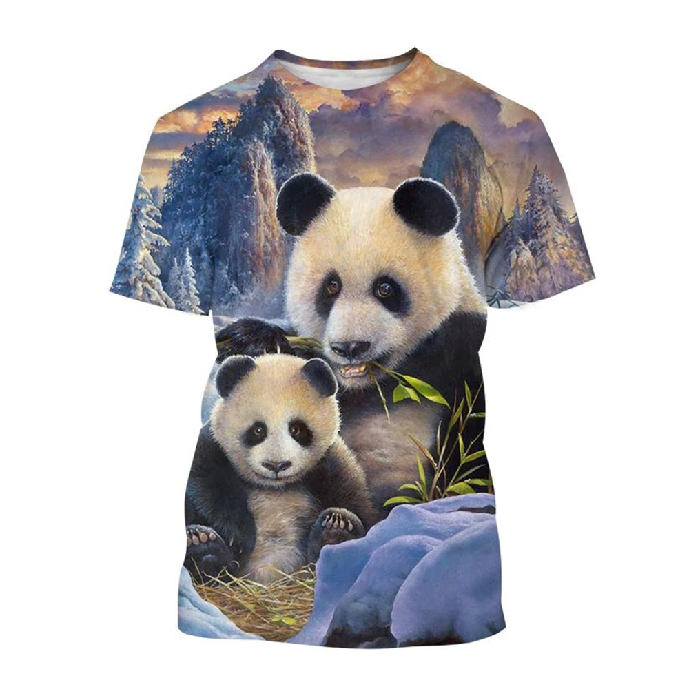 Summer hot selling fashion 3D printed T-shirt cute panda design casual short sleeved comfortable top