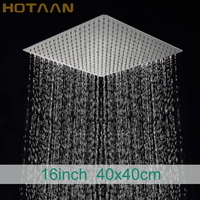 SUS 304# Stainless Steel Chrome Shower Head 16 inch 40x40cm Rainfall Head Celiling/Wall Mounted Bathroom Shower Accessories