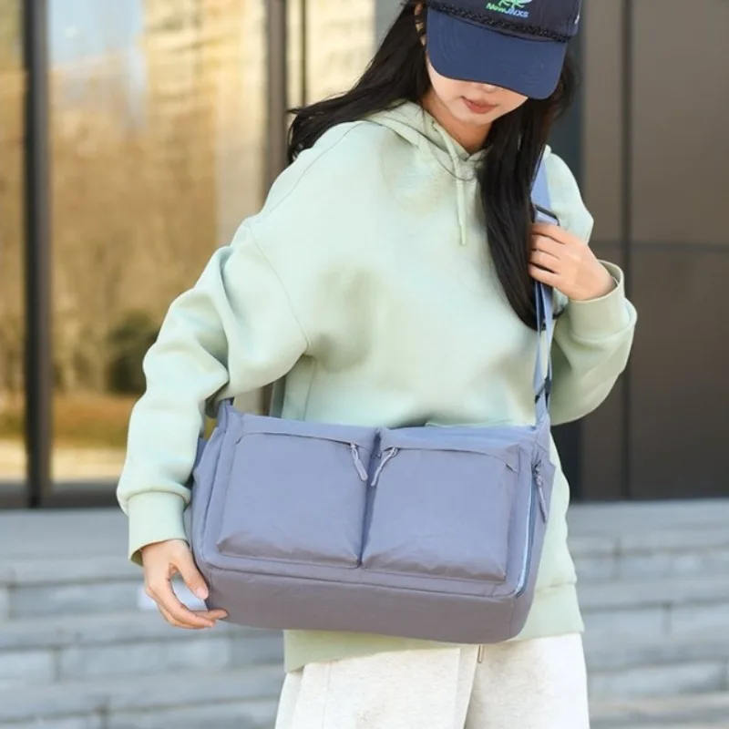 Unisex Waterproof Nylon Crossbody Messenger Bag Large Capacity Multi Pockets Shoulder Satchel for Men Women Daily School Travel