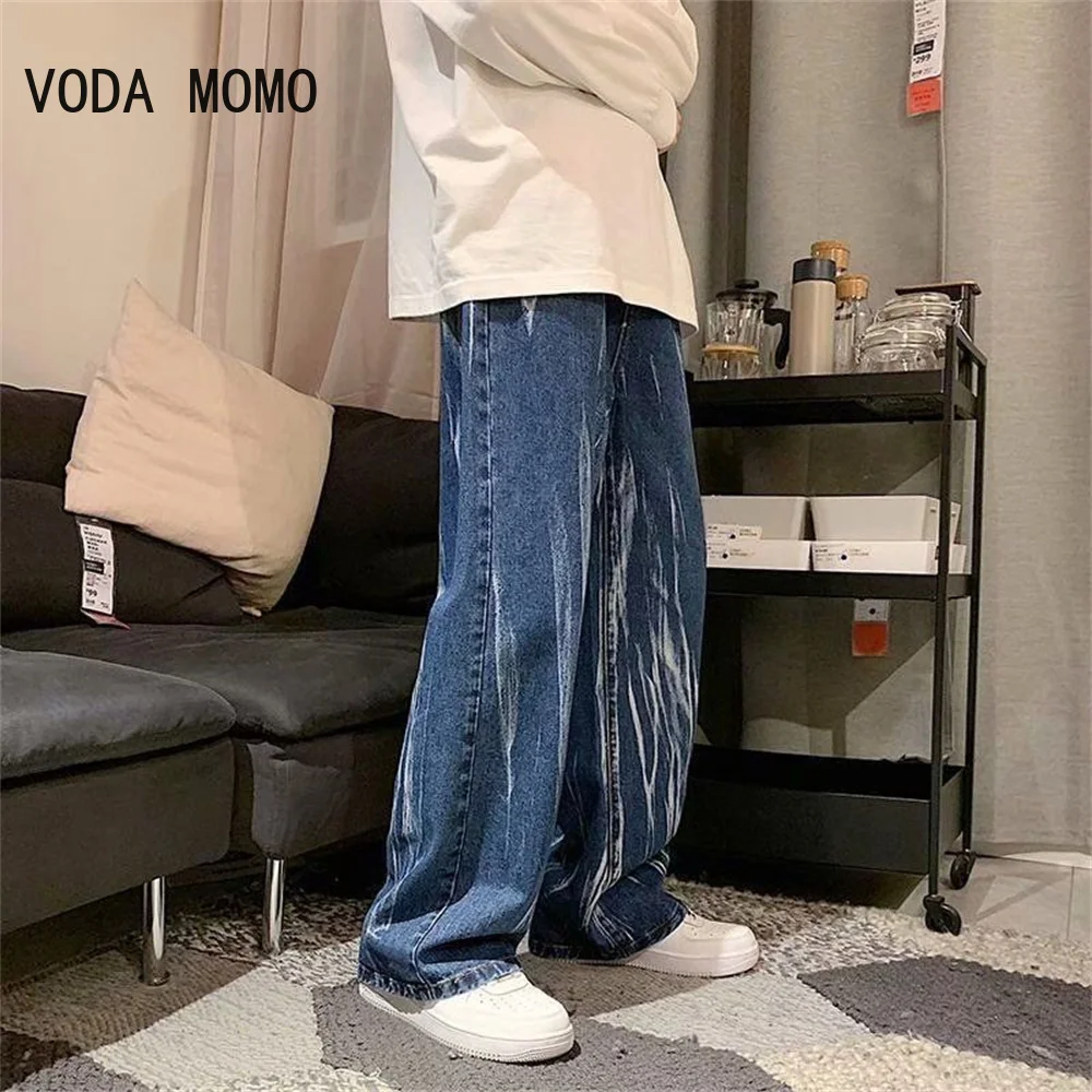 

Мешковатые джинсы Брюки Мужские джинсовые брюки Черные широкие брюки Мужские джинсы Джинсы-карго Корейская уличная одежда Хип-хоп Harajuku