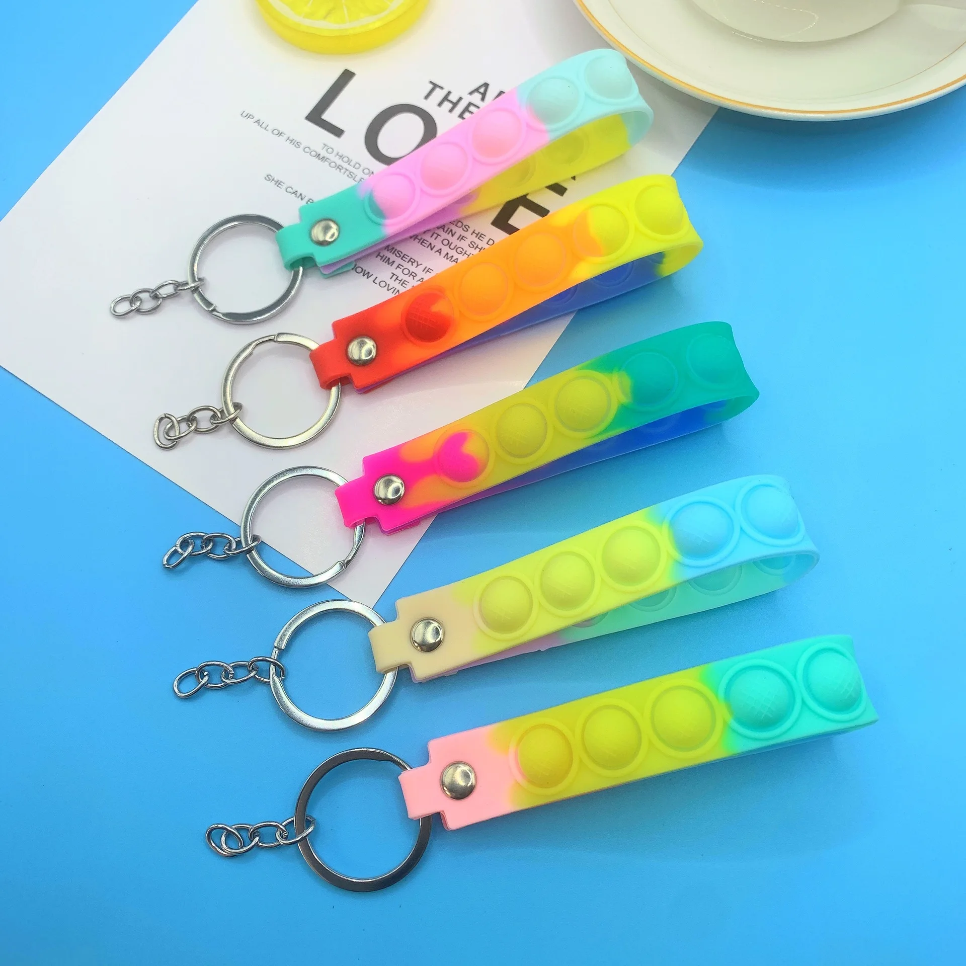 pop keychain pops bubble its keychain simple dimple fidget keyfob trinket for women men fashion trendy charm