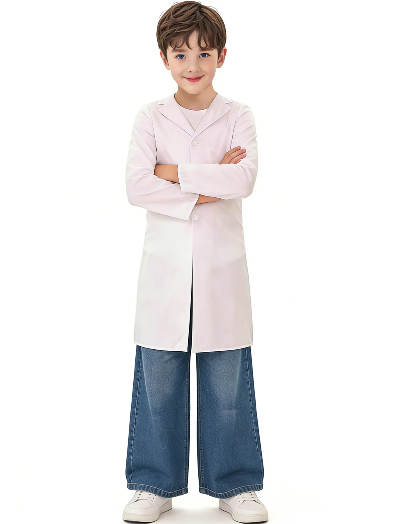 Kids White Coat Nurse Doctor Cosplay Professional Party Costume Halloween Carnival Party Dress up Stage Performance Costume