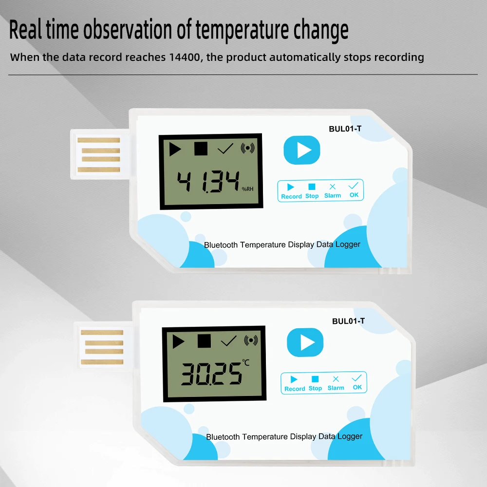Blue Tooth Wireless Temperature Humidity Data Logger 180days Data Recorder 14400 Points For Medicine Food Chemical Mobile APP