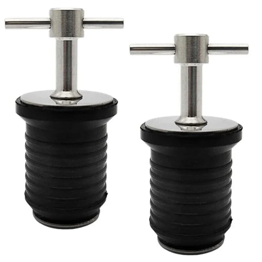 2pcs 25mm T-Handle Drain Plug Twist-Turn Marine Boats Drain Plugs Rubber Plugs With Brass Handle Boats Marine Accessories