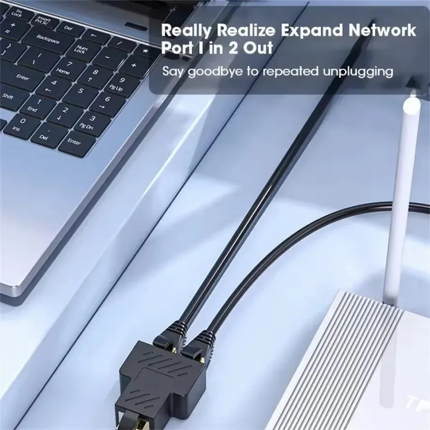 RJ45 Splitter Adapter,Aoiutrn USB 1 to 2 Network Connector Dual LAN Ethernet Socket 8P8C Extender Plug Cable for Cat5,5e, Cat6,7