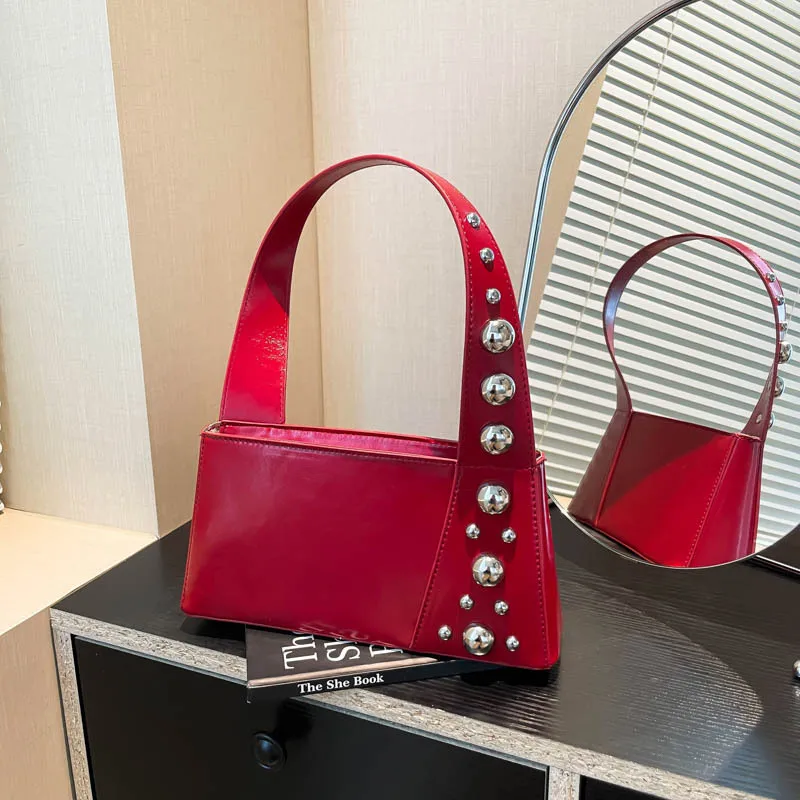 

2025 Studded French Commuter Bag, Handheld Versatile New Unique Underarm Bag, with Studs for Work