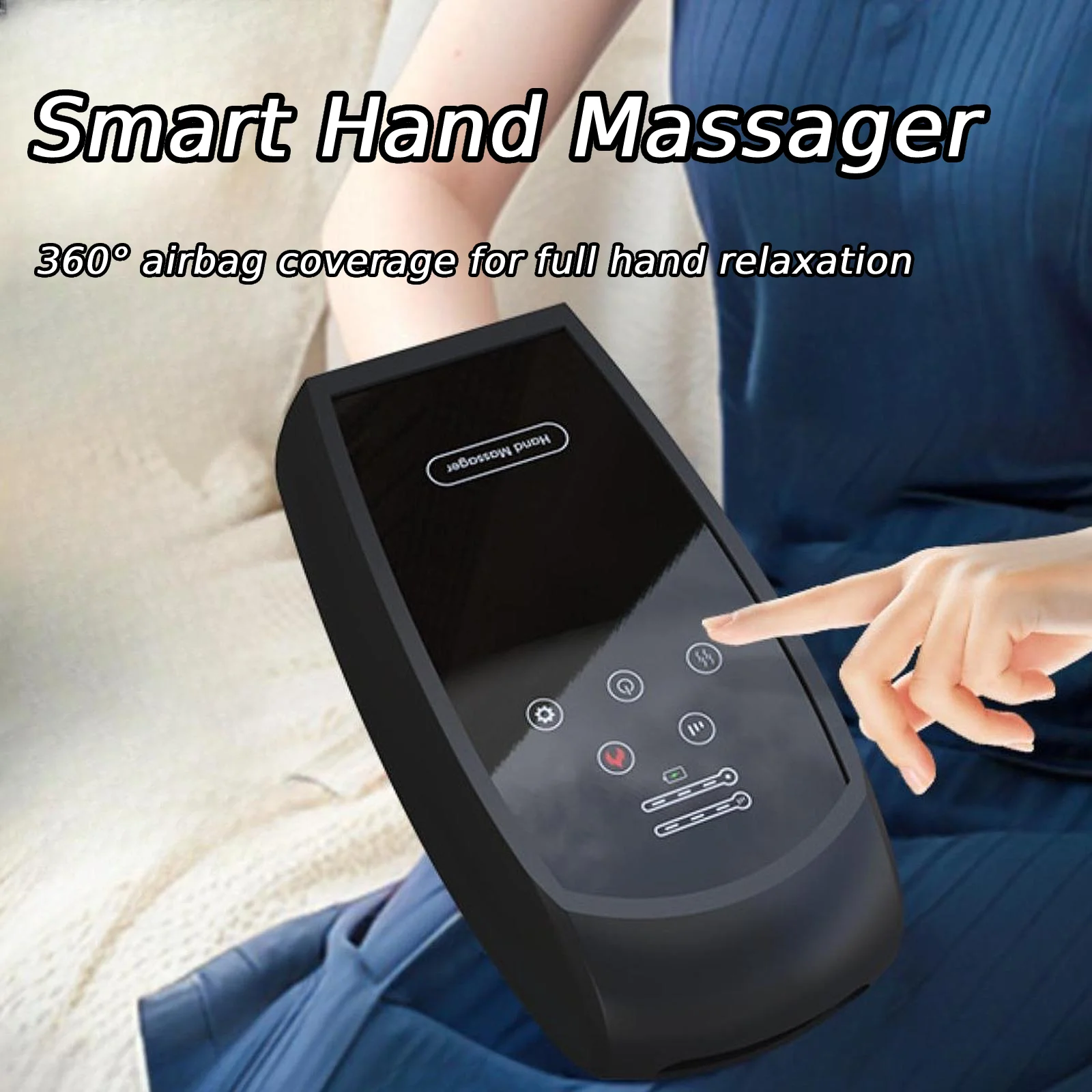 

Hand Massager with Heat Kneading Birthday Gifts with Compression Air Pressure Cordless Hand Massager Intelligent for Mom Men Dad